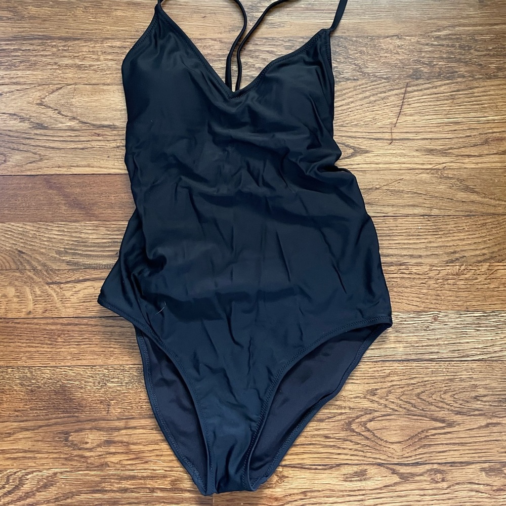Aerie Black strappy back one piece swimsuit.